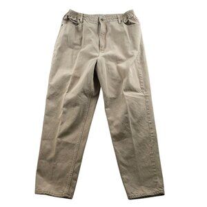 L.L. Bean Womens Jeans 18 Reg Original Fit Relaxed Straight Elastic Waist Tan